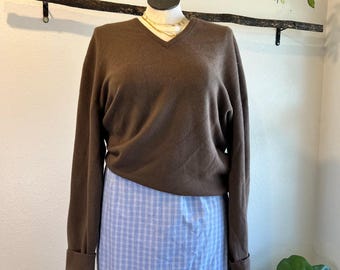 ブラウン ユニセックス ピュアカシミア クロスクリーク ピータースコット ハウィック スコットランド サイズ L