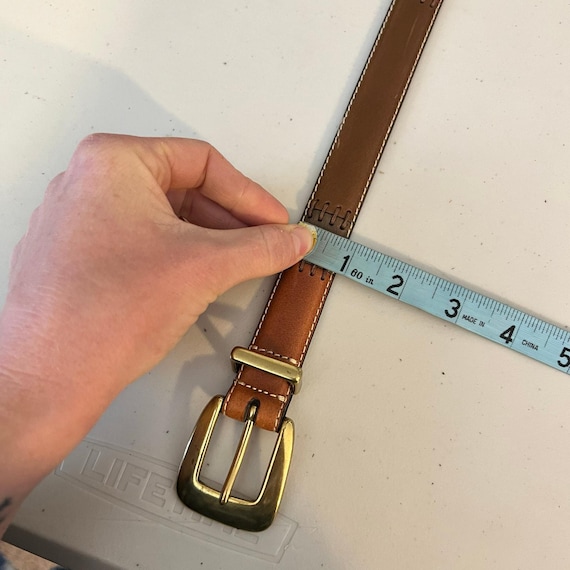 Fossil Tan Genuine Leather Patchwork Solid Brass … - image 9