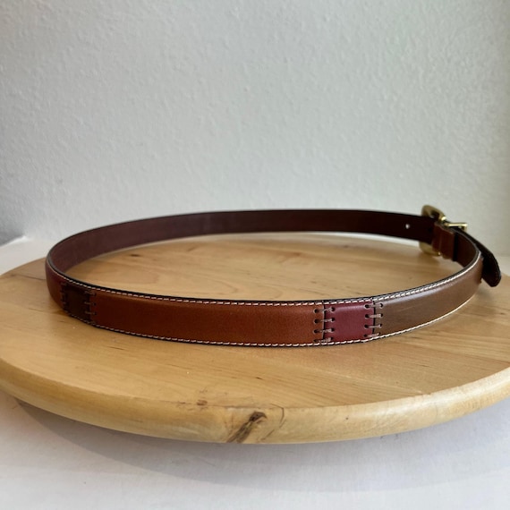 Fossil Tan Genuine Leather Patchwork Solid Brass … - image 3