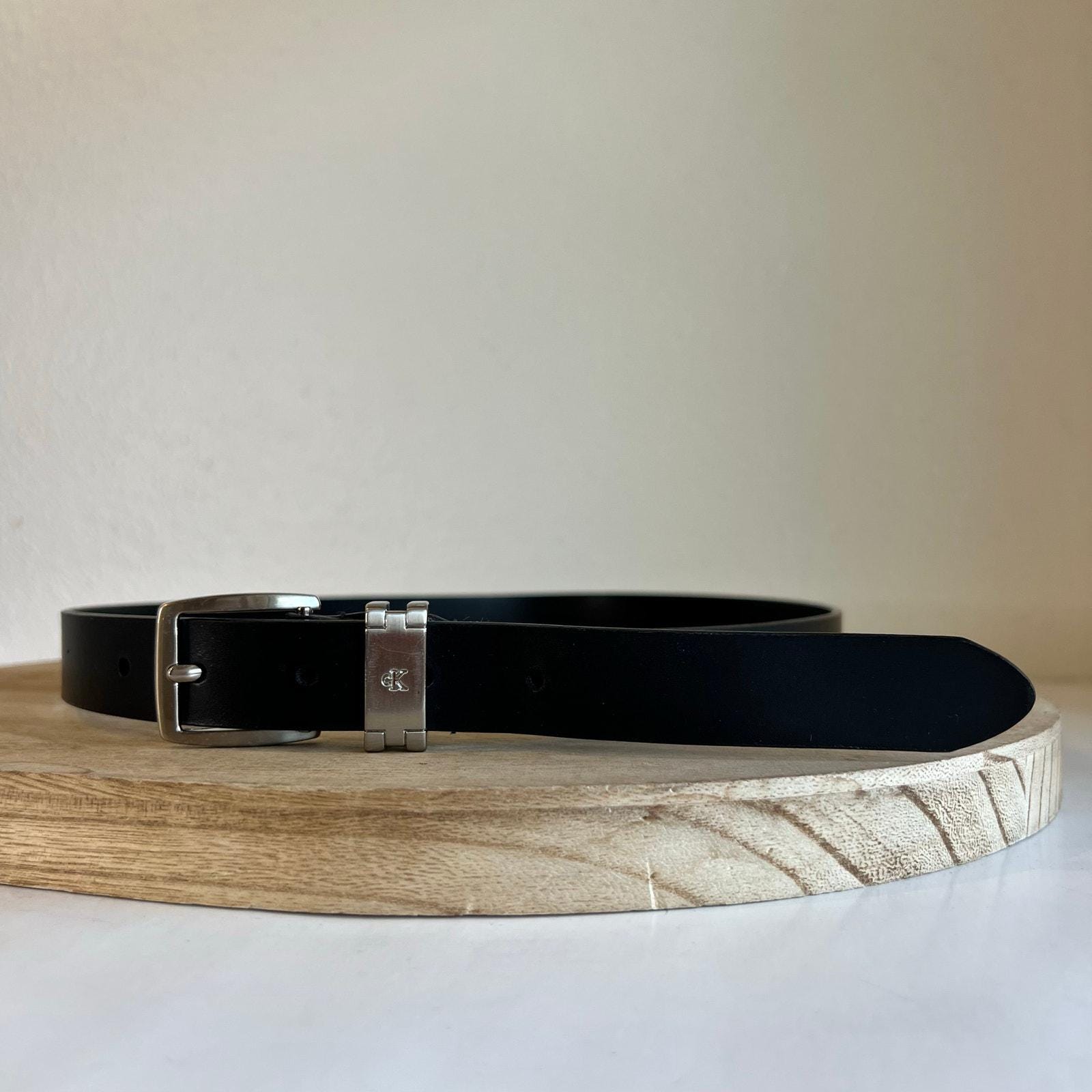 Vintage 90s Calvin Klein Black Genuine Leather Silver Buckle  display picture 3