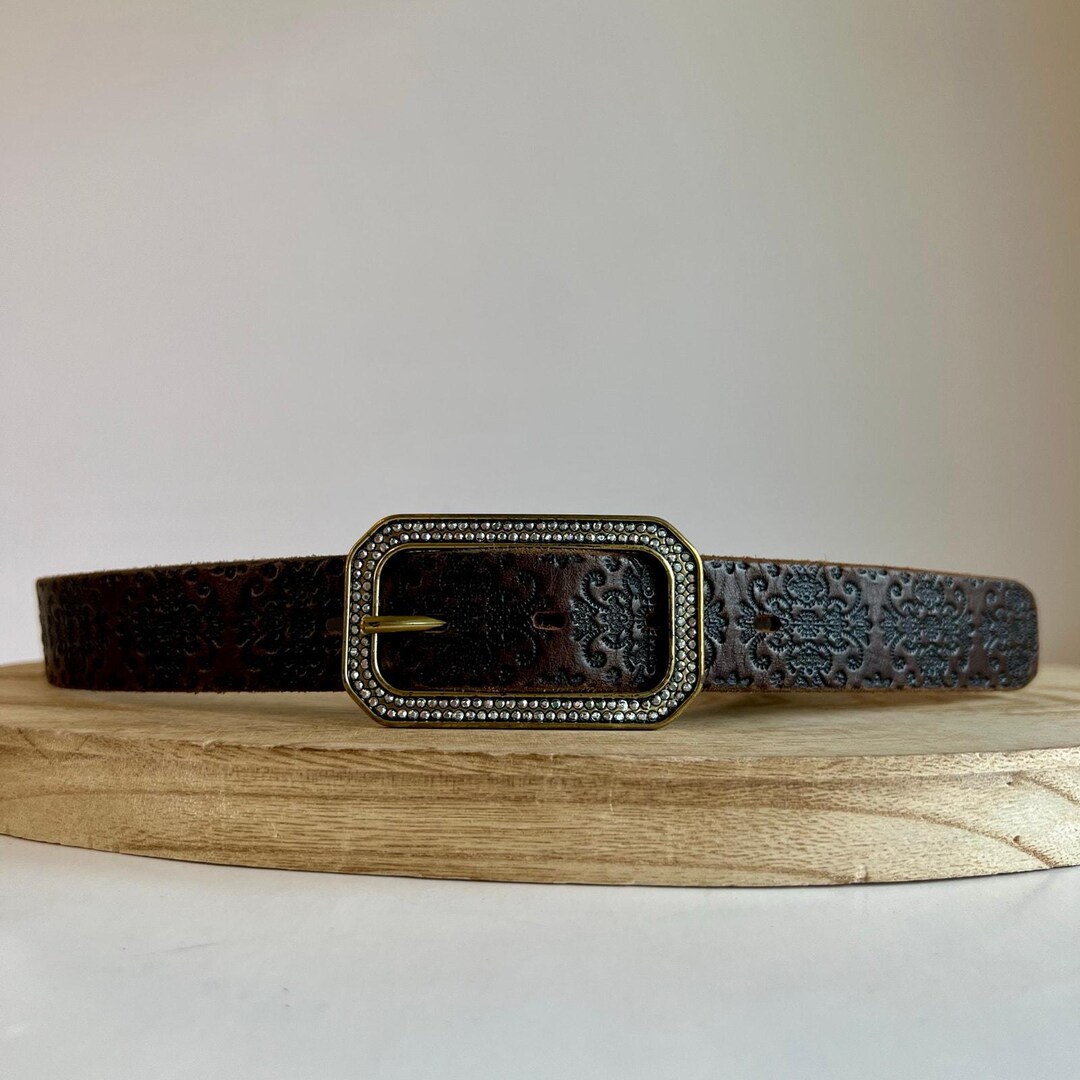 Brown Genuine Italian Leather Embossed USA Brass Sparkle  display picture 1