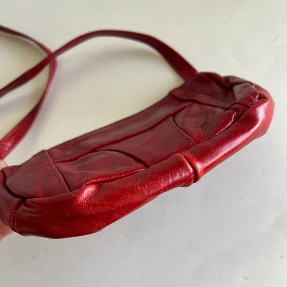 Vintage 90s Red Genuine Leather Made in Mexico Pa… - image 7