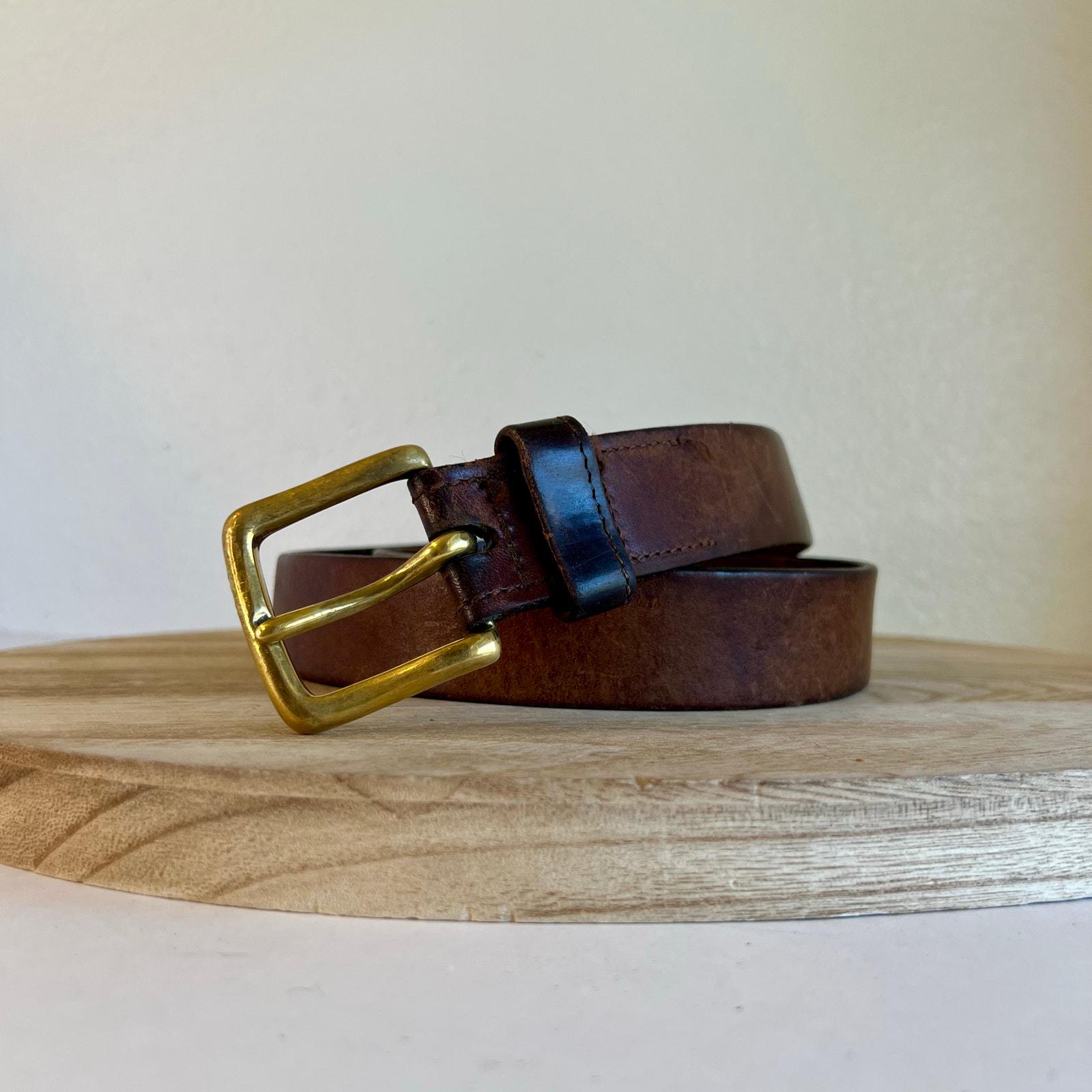 Y2K Mossimo Tan Genuine Leather Silver Buckle Belt Size Large USA Made Mossimo Leather Size L Belts for Women for sale | eBay main image 4