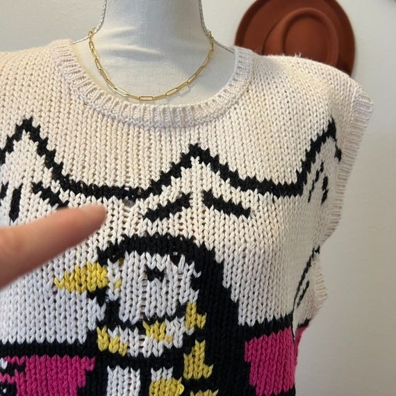 Vintage Penguin Pink Hand Knit Oversized Chunky S… - image 5