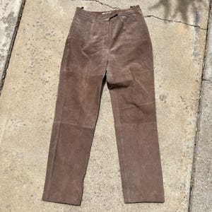 Vintage St. John&#39;s Bay Tan Straight Leg High Rise Genuine Leather Pants Size S