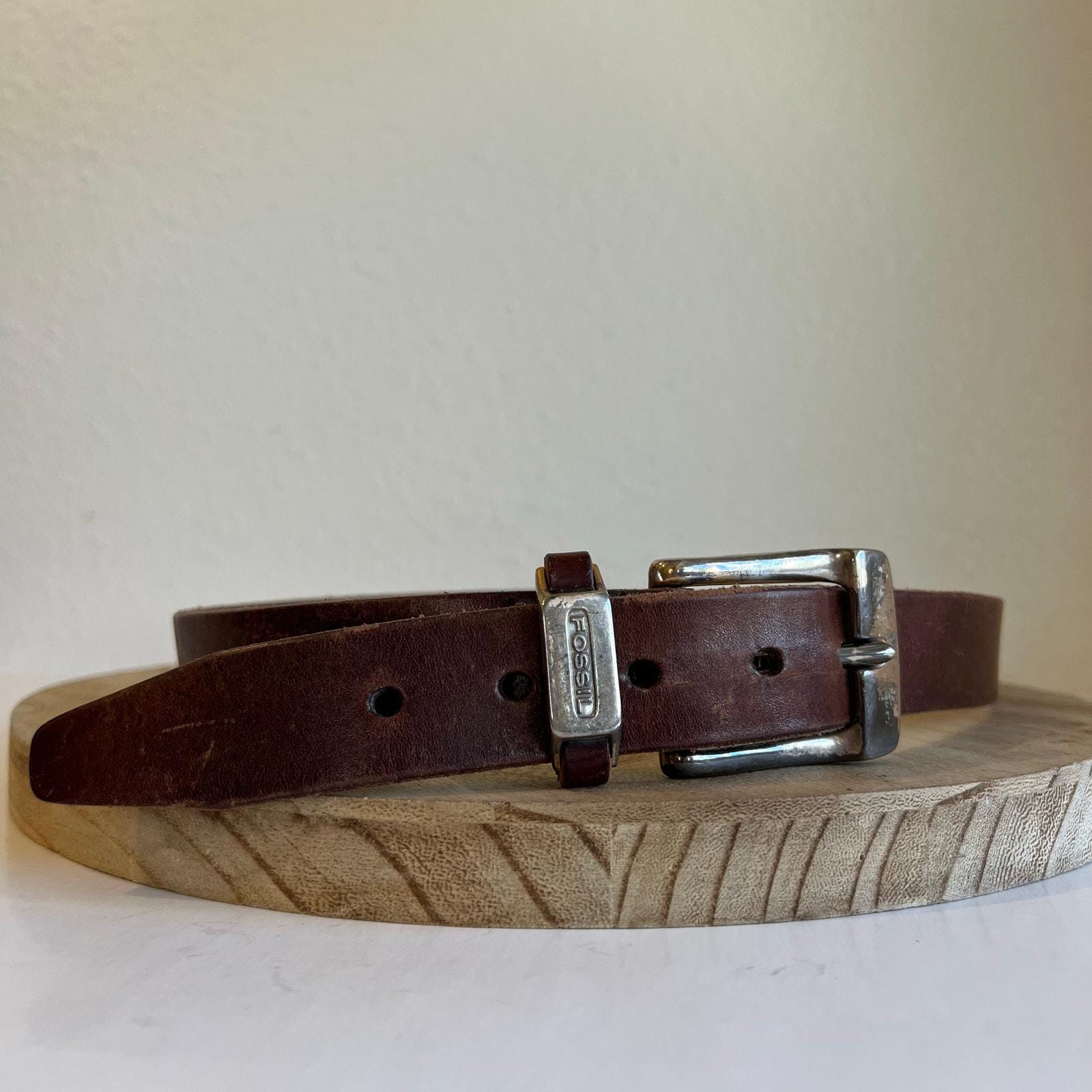 Fossil Brown Genuine Leather Silver Studded Indie Chunky Buckle Belt Size Medium Isaac Espresso/Silver Studded Belt | Belts | Accessories main image 4