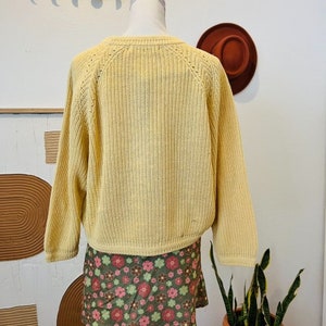 Vintage Oversized 90s Pale Yellow Chunky Cotton Pullover Sweater image 8