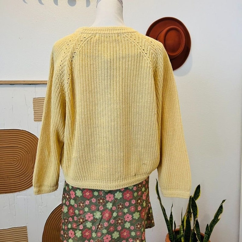Vintage Oversized 90s Pale Yellow Chunky Cotton Pullover Sweater image 8