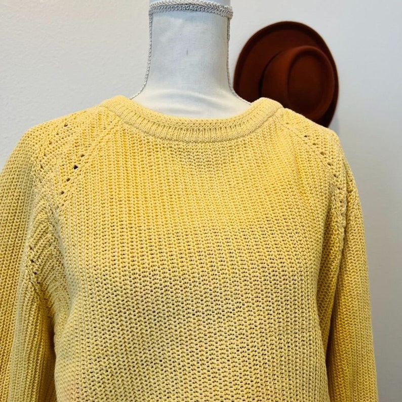 Vintage Oversized 90s Pale Yellow Chunky Cotton Pullover Sweater image 4