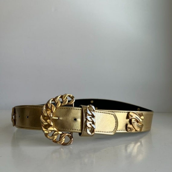 Vintage 90s Gold Chunky Embellished Vegan Leather… - image 10