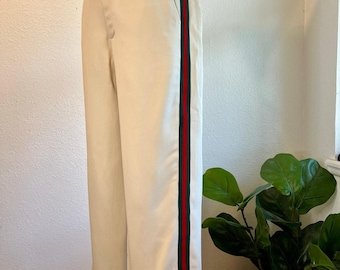 Gucci Italy Made Wool Silk Blend High Waisted Striped Panel Trouser Size Small
