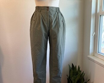 Patrizia S By Mondi Germany Green High Waisted Zipper Cropped Trousers Size 18/L