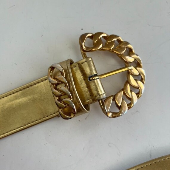 Vintage 90s Gold Chunky Embellished Vegan Leather… - image 6