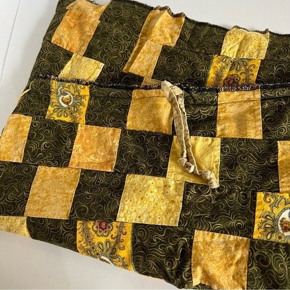 Vintage Handmade Yellow Checkered Patchwork Knee … - image 3