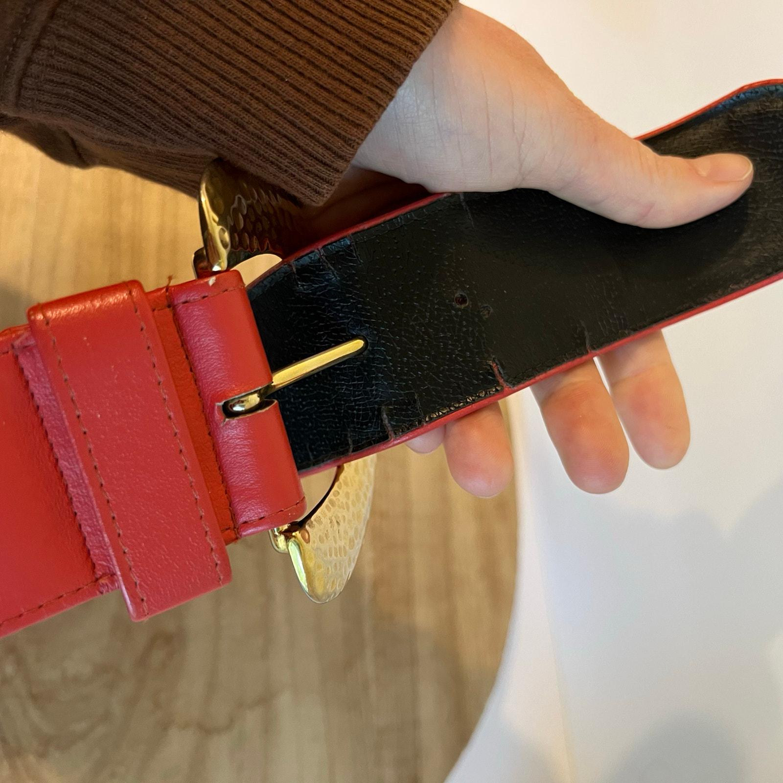 Carlisle Vintage Red Genuine Leather Gold Studded Chunky 