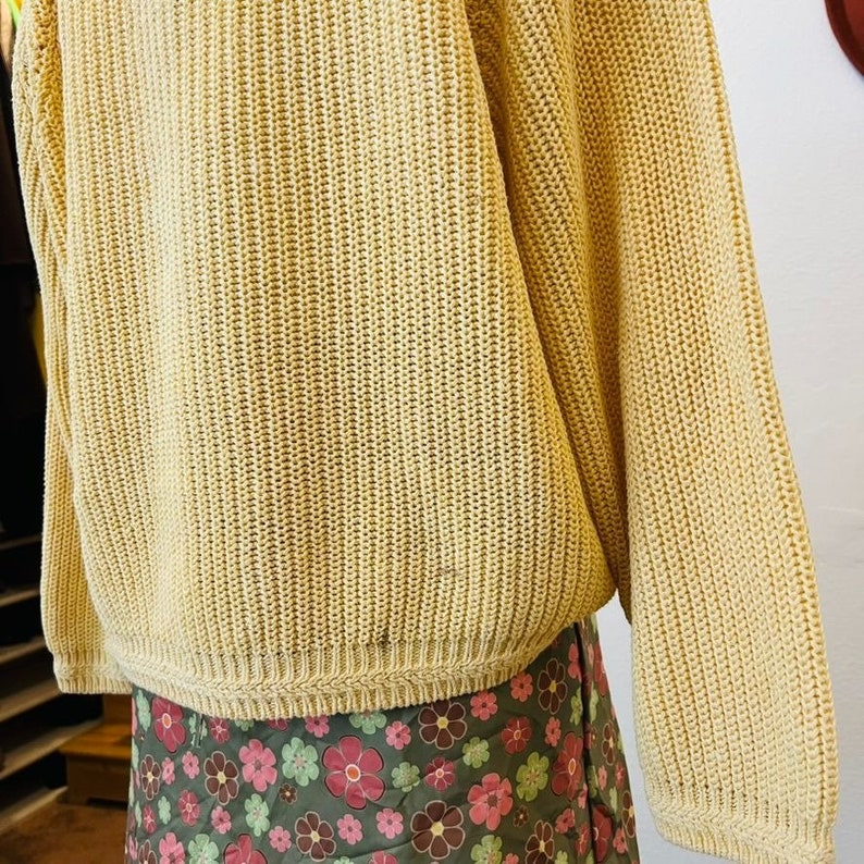 Vintage Oversized 90s Pale Yellow Chunky Cotton Pullover Sweater image 7