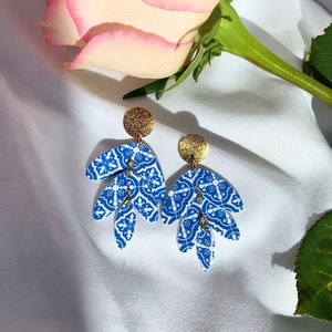 Portuguese tile clay earrings | portugal jewelry | portugal tile earring | blue tile earring | tile earrings | portugal tile | azulejo earri