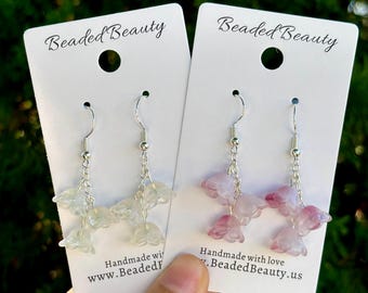 Lilly of the valley earrings | beaded flower dangles | glass flower earrings | dainty flower earrings | hypoallergenic flower earrings |