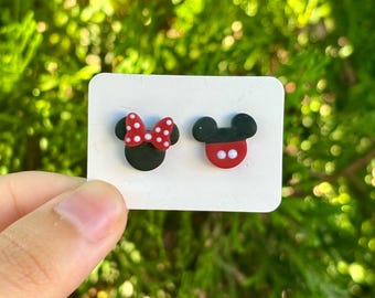 Disney inspo Micke Minni earrings | clay Disney inspo studs | Disneyland Micke earrings | Micke Minni hypoallergenic studs | Disney earrings