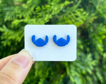 stitc clay studs | earrings for disney lovers | Disneyland earrings | lilo and stitc | stitc blue alien earrings | polymer clay studs