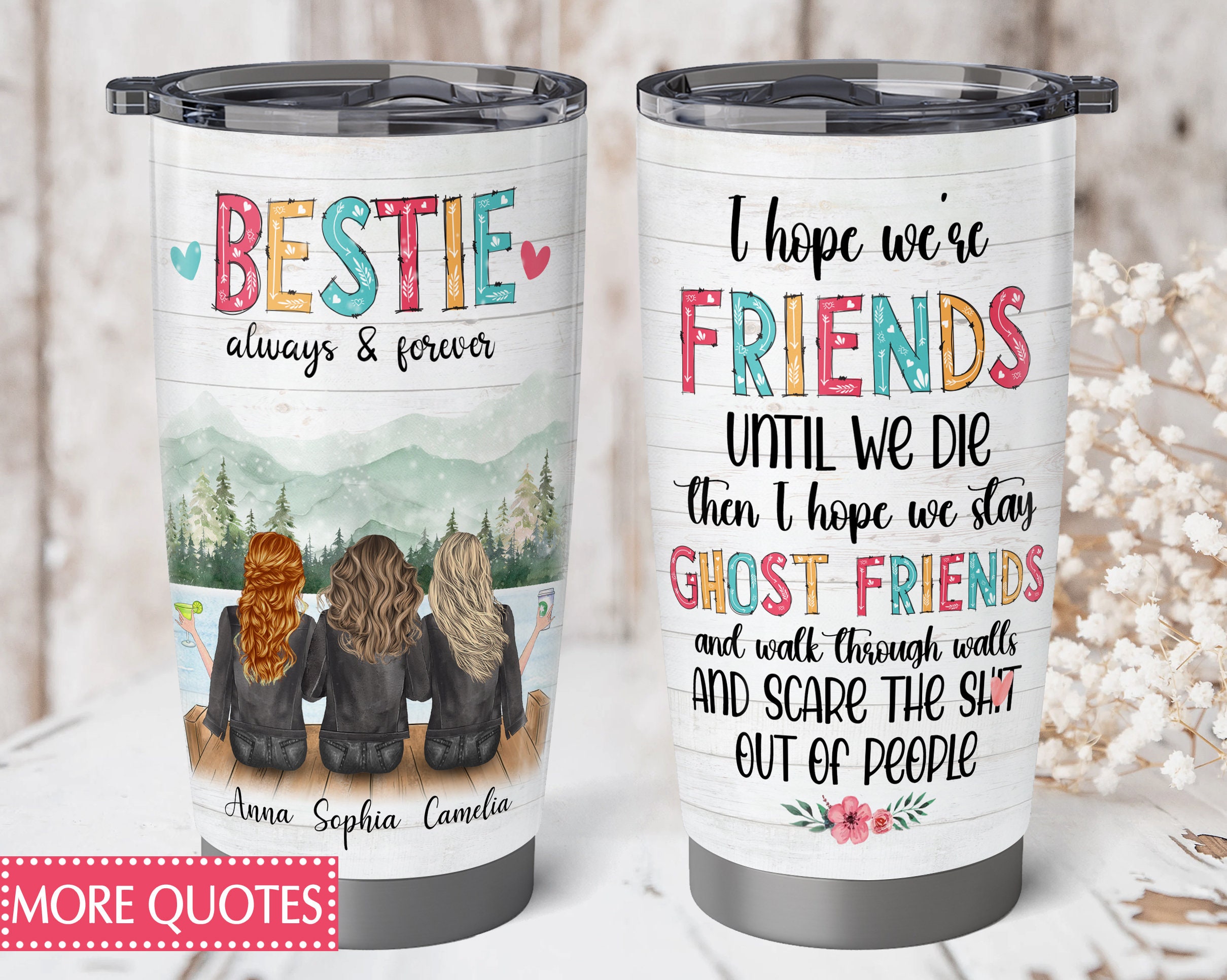 besties tumbler, best bitches tumbler, bonding over alcohol tumbler, best  friend coffee cup, best friend gift, best friends leopard tumbler