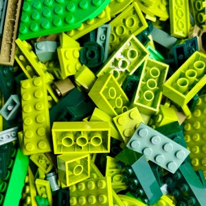 Green Rare Colors LEGO Bricks Random 1/2 Pound - Clean 100% Genuine LEGO Pieces Lime, Bright Green, Olive, Dark Green, and More!