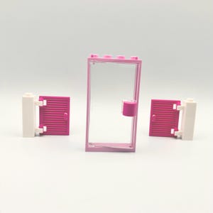 Pink LEGO Door with Handle and Dark Pink Shutters  - Set of 1 Door and 2 Shutters  - Authentic LEGO Pieces