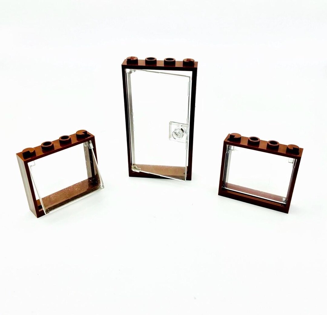 Brown LEGO Door and Clear Windows - Set of 1 Door and 2 Windows With ...