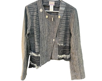 Blazer asimétrico vintage de Madame Zaza de Marsella, estilo artístico, talla 42 M (francés).