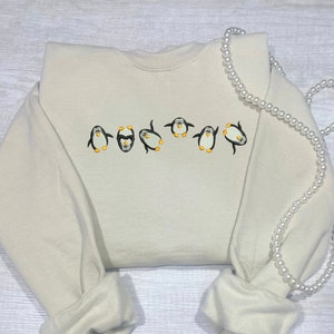 Besticktes Pinguin-Sweatshirt, Pinguin-Sweatshirt, gemütliches Sweatshirt, Weihnachtsgeschenk-Sweatshirt.