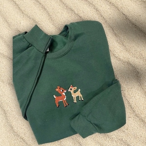 Rudolph and Clarice Embroidered Sweatshirt,  Holiday Sweatshirt, Cozy Christmas Embroidery, Christmas Gifts, Holiday Apparel