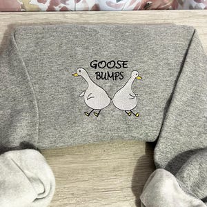 Goose Bumps Embroidery sweatshirt, Duck sweater, Embroidered Goose Sweater.