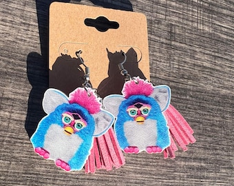 FURBY EARRINGS with pink pom