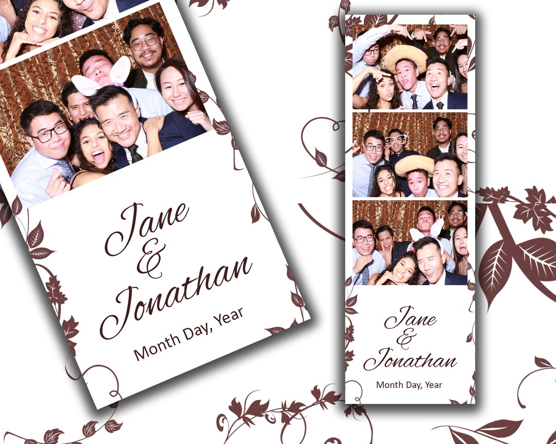 Photo Booth Template Maroon Elegant Flowers Etsy