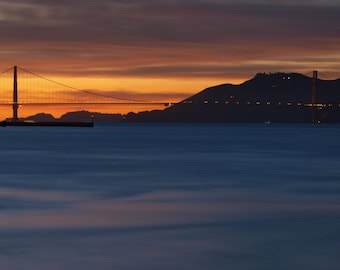 Golden Gate Bridge San Francisco Sonnenuntergang Kalifornien USA Reise Fotografie Wahrzeichen Leinwand Metall Druck Wohnzimmer Schlafzimmer Wand Kunst Landschaft