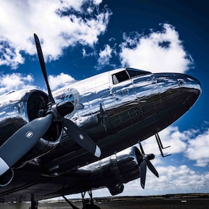 DC3 Dakota Classic Vintage Propellor Aircraft Historic Warbird Aviation Colour Photograph canvas metal print living room bedroom mancave art