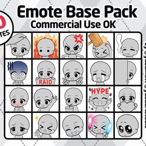 Emote Base Pack DIY cute anime Template Emotes Twitch Vtuber asset Stream