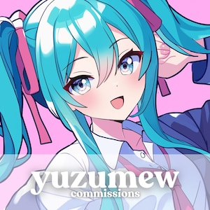 Anime Commission Art Custom , Cute Gift for You, Couple, Friend, Streaming Vtuber Character Sheet Prints Stickers or Digital Decals