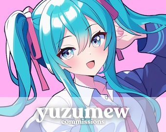 Anime Commission Art Custom , Cute Gift for You, Couple, Friend, Streaming Vtuber Character Sheet Prints Stickers or Digital Decals