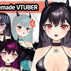 Premade Vtuber Succubus Vampire Demon Oni  Anime Girl with Full Body Rigged, Customizable , 5+ Emotes, Live2D Asset