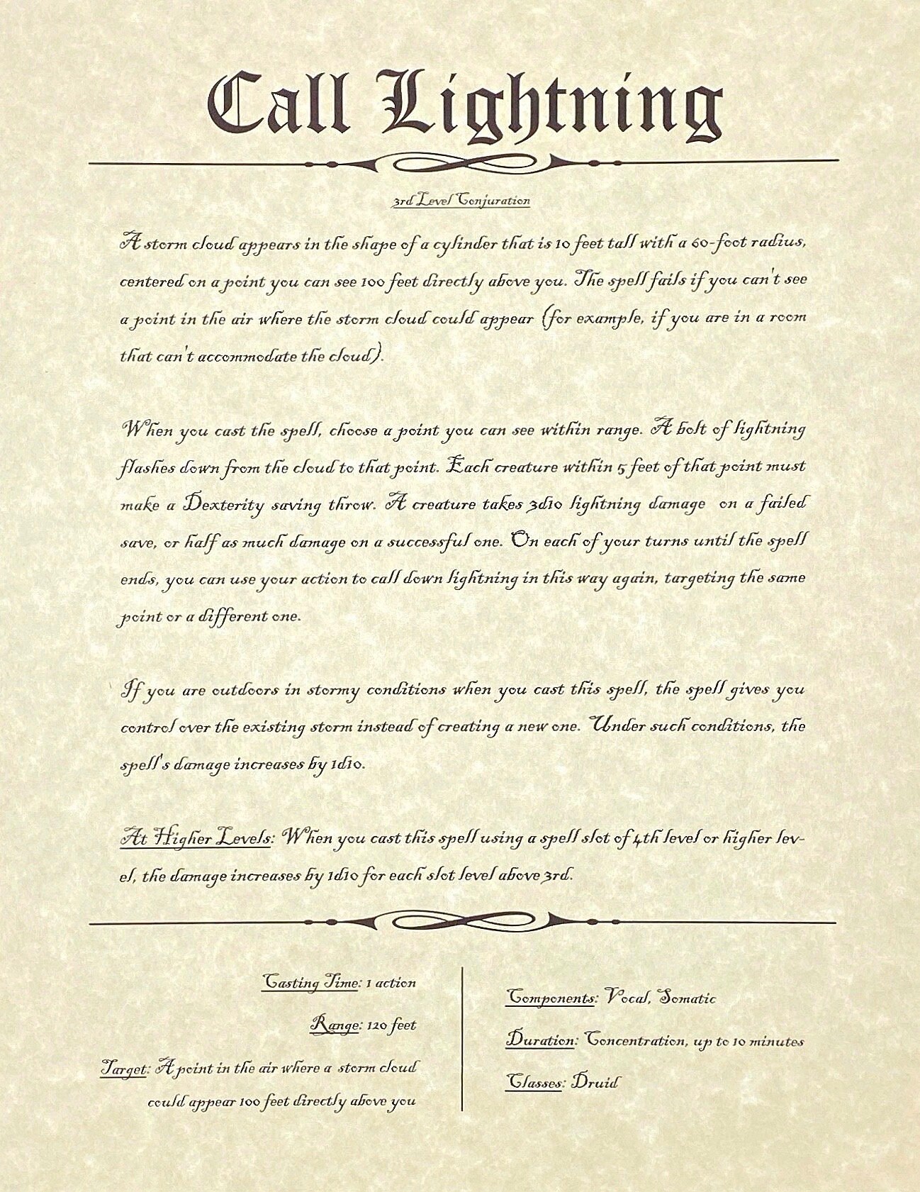 Spell Scrolls, Spell Printouts, Dungeons &amp; Dragons Fifth Edition ...