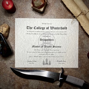 College of Winterhold (Skyrim) Personalisiertes Diplom