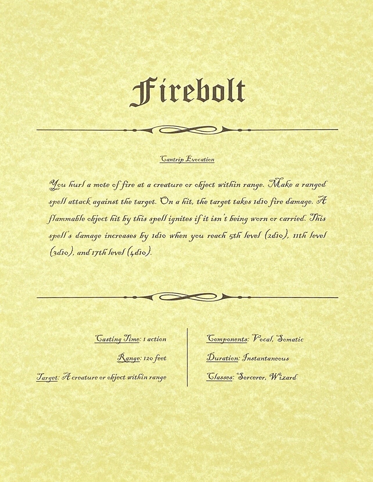 Spell Scrolls, Spell Printouts, Dungeons &amp; Dragons Fifth Edition ...