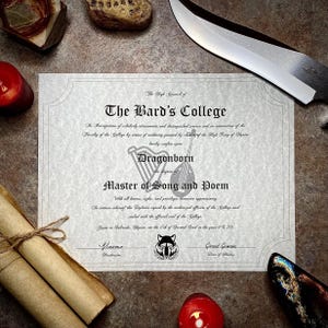 Bard's College (Skyrim) personalisiertes Diplom