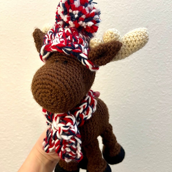 moose, crochet moose, crochet stuffie, crochet plushie, stuffed animal, stuffed moose, baby shower gift, children's gift, amigurumi