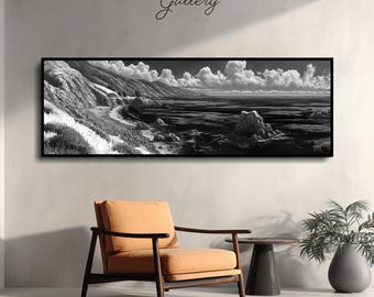 California Coastline Wall Art: Pacific Beach Black & White Photography