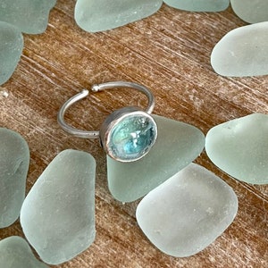 Scottish sea glass and antique silver, adjustable rings.