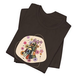 Vintage-Patchwork-Geister-T-Shirt | Florale Retro-Herbstillustration