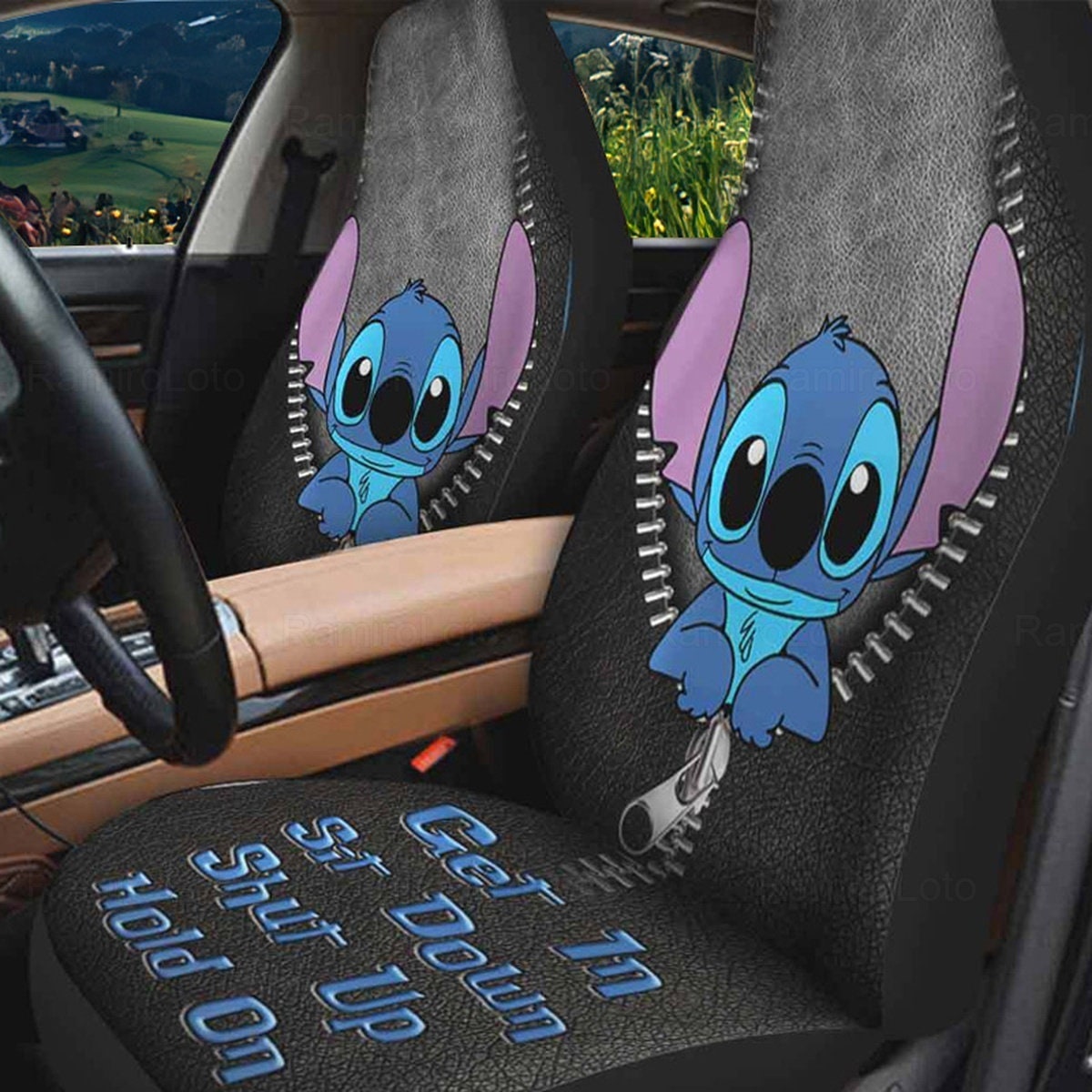 Stitch Get In Sit Down Shut Up Car Seat Covers, Stitch Car Seat