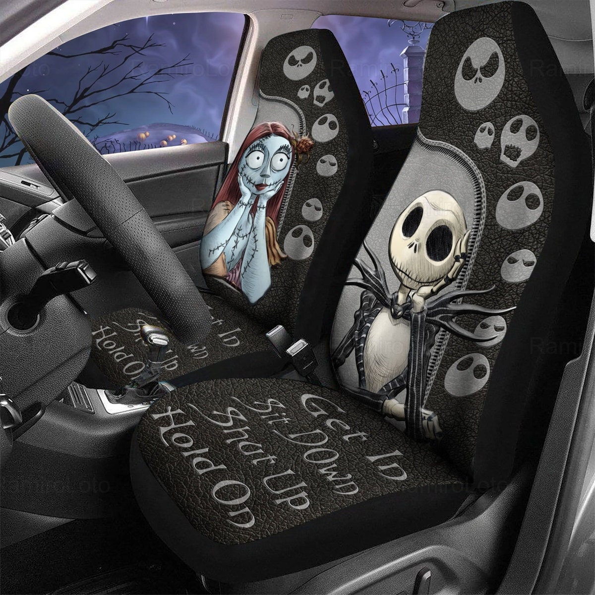 Jack Skellington Car Seat Covers, Jack And Sally Seat Covers, Car Seat Protector, Nightmare Before Christmas